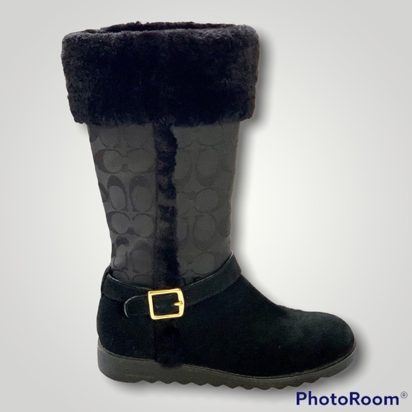 Coach Deann Signature Boots with Faux Fur Trim